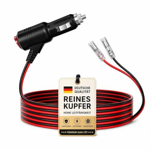 12V Stecker Zigarettenanzünder Stecker KFZ Stecker mit Schalter & Sicherung | 12 Volt Stecker 2-polig Schnellverbinder Kabel, Auto Zigarettenanzünder für Kühlbox, Dieselheizung, Spannungswandler