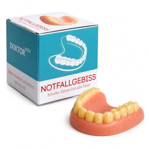 Notfallgebiss 30g – Handgemachtes Gebiss aus kakaobutterhaltiger Zuckerware – Lustiges Geschenk für alle Fälle – Scherzgeschenk, Aufmunterung & süße Nervennahrung