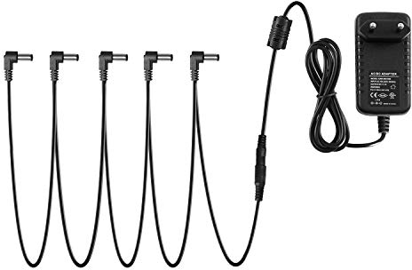 Donner - Adaptador de fuente de alimentación 9 V AC/DC para pedales con cable de 5 vías