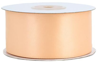 Doppelseitiges Satinband 38mm x 20m Rolle - FARBAUSWAHL in 6/10/25/38mm - farbecht & waschbar - Schleifenband für Hochzeit - Geschenkband zum Verpacken Dekorieren Basteln - Apricot 714