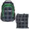 2 Teile Set ELEPHANT Schulrucksack Hero Signature Rucksack 12609 + Turnbeutel Attach Bag (Karo Plaid Green)