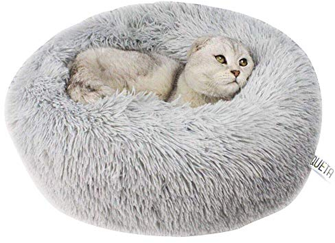 Queta Katzenbett Schöne Tierbett, Klein Hund Bett Haustierbett Plüsch Weich Runden Katze Schlafen Bett (50cm, Hellgrau)