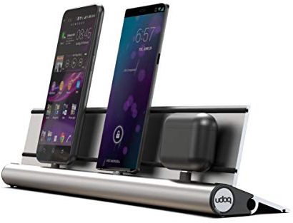 USB-C Ladestation für Tablets und Smartphones, udoq 400, Aluminium, mit Schnell-Ladekabel und Power Delivery Charger, Silber