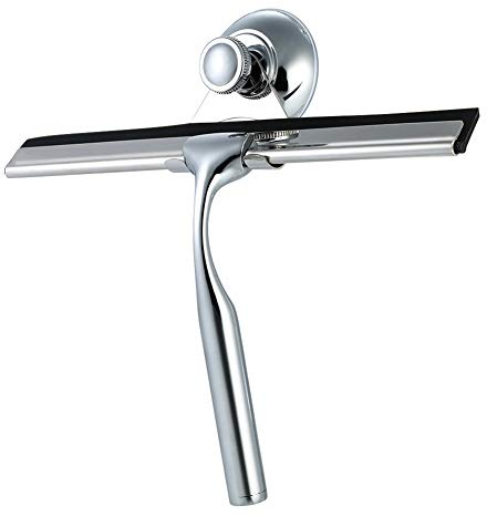 HomDSim Shower Squeegees Stainless Steel Window Glass Wiper Cleaner Squeegee for Shower Door Bathroom Kitchen Car Mirror - with Suction Cup Hook Holder