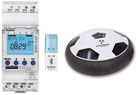 Theben Set SELEKTA 170 top3, Bluetooth Empfänger Obelisk und Avantrado Hoverball - Set 3-teilig, Digitale 1-Kanal Astro-Zeitschaltuhr mit App-Programmierung, perfekt für LEDs, Zeitschalter