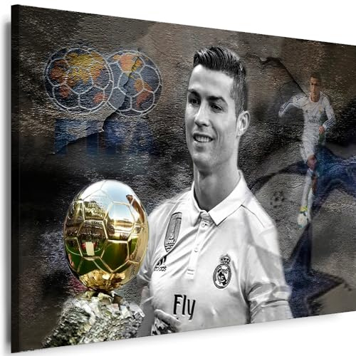 Myartstyle - Bilder Cristiano Ronaldo Fußball 60 x 40 cm Leinwandbilder Xxl - 1 Teilige Wandbilder Kunstdrucke w-a-2031-1