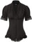 Chemisier Femme Manches Courts Chic Retro Col en V avec Dentelle Sexy Vintage Blouse Tops Victorien Gothique Carnaval Soiree Noir XL SL36-2