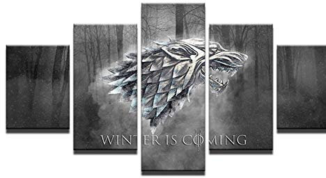 XSHUHANP Kunstdrucke Auf Leinwand Wand Kunstdrucke Winter Kommt Malerei Rahmen Moderne Bilder 5 Panels Tv Spielen Game of Thrones Poster Home Decor