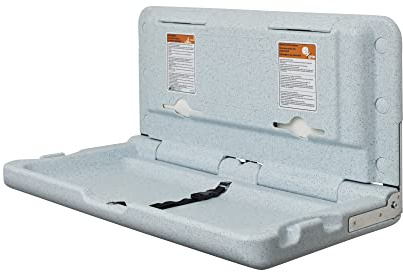 ECR4Kids Wall-Mounted Baby Changing Station, Horizontal Fold-Down Diaper Change Table with Safety Straps for Commercial Bathrooms, ADA and ANSI Compliant, Free Replacement Straps, Grey Speckled