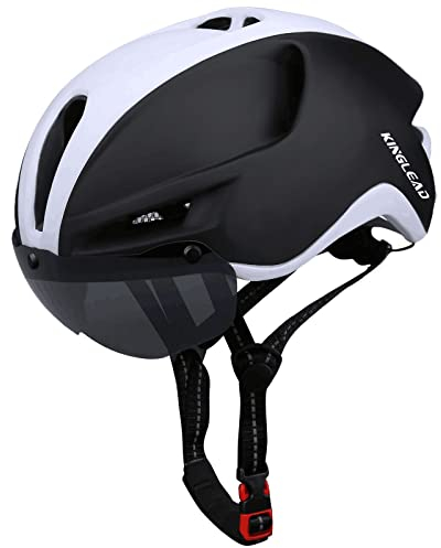KINGLEAD Casque de vélo,Chargement USB de sécurité LED Light,Certifié CPSC Réglable Casque Velo,Lunettes Magnétiques Détachables Visière et Protection UV,Casque Trotinette Adulte 57-62CM
