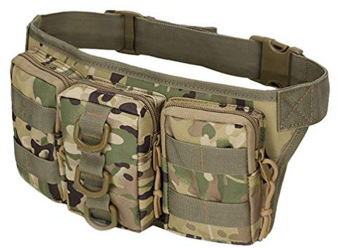 Kaiyei Taktische Molle Bauchtasche 3 Klein Tasche, Mehrzweck Militär Hüfttasche Wasserdicht Gürteltasche Für Herren Männer Motorrad Radfahren Wandern Joggen Trekking CP Camo