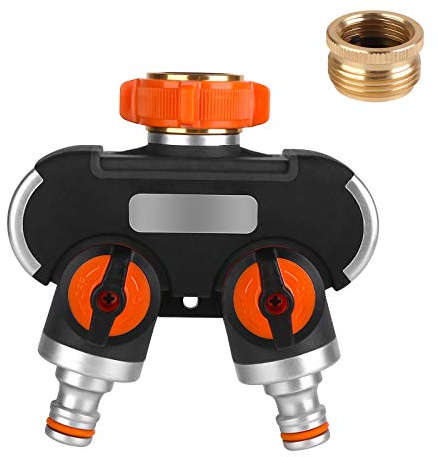 Distributore a 2 Vie, Splitter Tubo da Giardino Regolabile e Bloccabile con Valvola Separata per Rubinetto Filo da Giardino 3/4'' e 1/2, Irrigazione, Pulizia, Vita Domestica