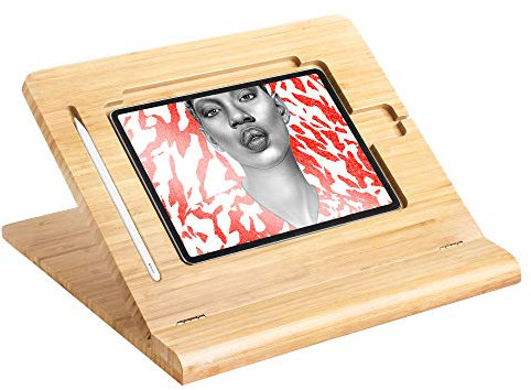 ELETIUO Tablet-Schreibtisch-Ständer, höhenverstellbar, Faltbarer Bambus-Zeichen-iPad-Halter, tragbarer Ständer mit Mehreren Winkeln, kompatibel mit 12,9 Zoll iPad Pro 3. / 4. Generation