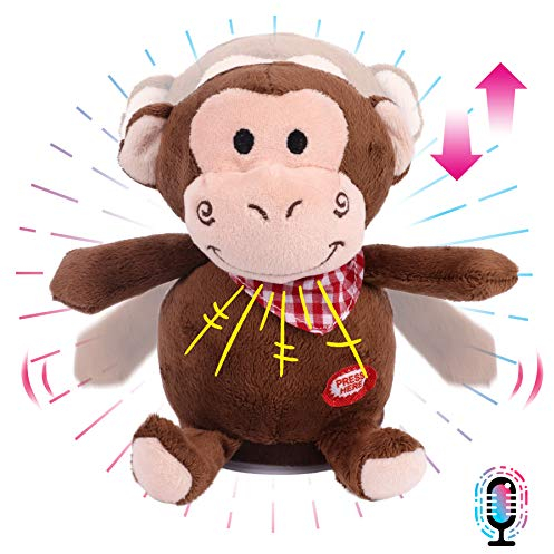 Hopearl Talking Monkey wiederholt, was Sie Sagen Nicken Elektrische interaktive animierte Spielzeug sprechen Plüsch Buddy Geburtstagsfestival für Kleinkinder, 16.5cm (Monkey)