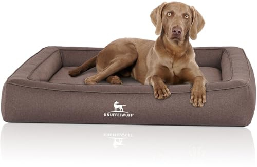 Knuffelwuff Orthopädisches Hundebett aus Velours mit Handwebcharakter Yukon XXXL 155 x 125cm Graubraun