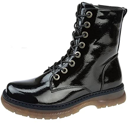 Cipriata Annetta Damen-Stiefeletten, Braun, 8-Loch-Schnürung, Reißverschluss, Größe EU: 12,5, schwarzer lack, 42 EU