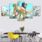 Canvas Wall Art 5 Piece Mural Oil Painting Pictures Hree Knives Flow Roronoa Zoro Swordsman Hd Print 5 Part Modular Posters Modern Living Room Kitchen Decoration