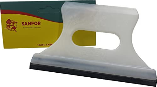 Sanfor Rascador Hielo Coche, Rascahielos Doble Funcion, Raspador de Hielo para el coche, Rasqueta de Hielo Parabrisas, Quitanieves del Coche, 1 unidad, Blanco