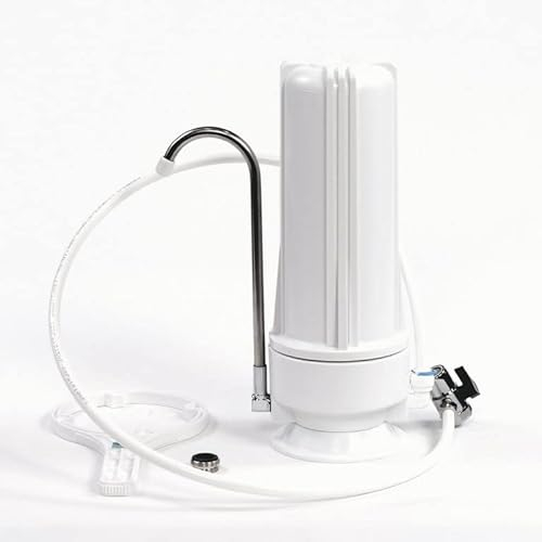 Wasserhaus Aktivkohlefilter Auftisch | weiß | mit Carbonit NFP Premium | Wasserfilter | Küchenfilter