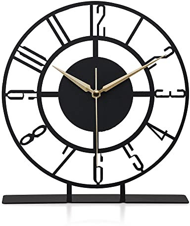 Muyika Desk Clock For Living Room, 8.9x9.5 Inch Size, Mantel Clock,Shelf Clocks, Bedside, Office, Home and Kitchen Decorative Desk Clock, Battery Operated