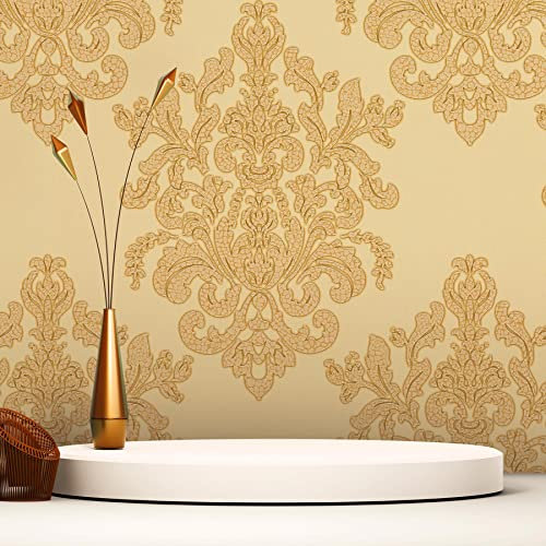 TADESSI Tapete Barock Raffaele M1-No.2456 | Vliestapete | Gold | Gelb | Ornament | Klassik | Barocktapete