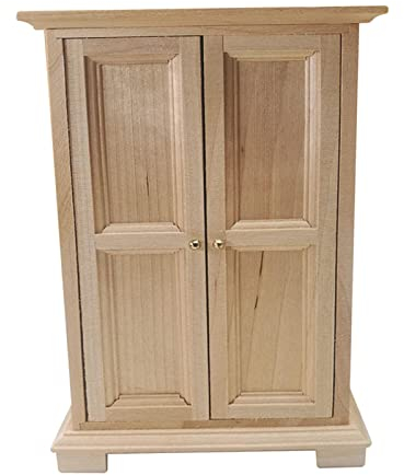 Amagogo Mini Puppenhaus Holz Kleiderschrank Modell Vintage: 12 Maßstab Schrank für Landschaft Schlafzimmer Wohnzimmer Puppe