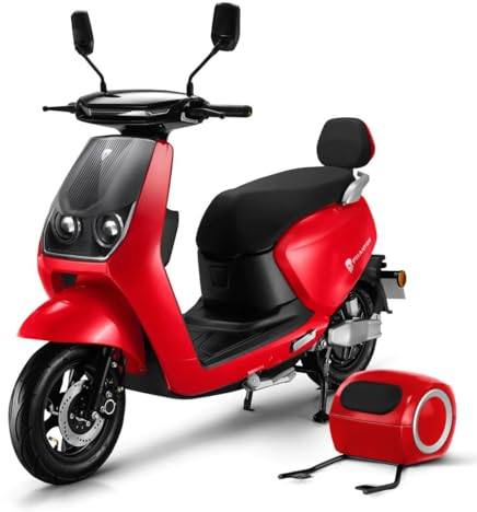 Phantom Infinity | E Roller | Elektroroller | Lithium-Akku Abnehmbar | 1500 Watt | 60km | 42km/h | E-Roller Motorrad mit Straßenzulassung | Elektromotor | Motorroller | Rot
