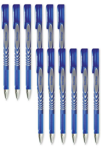 Berlingo Gelstifte Set, Kugelschreiber, 12 Stück, mit Kappe, 0,5 mm Strichbreite, für das Büro, das Home Office oder die Schule und Uni, Serie G-Line (Blau)