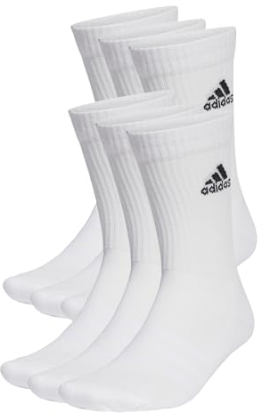 adidas Unisex Cushioned Sportswear Crew Socks 6 Pairs, White / Black, 34-36
