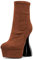 NobleOnly Donna Chunky Blocco Alto High Piattaforma Tacco Heel Rotonda Punta Stivaletti Cerniera Sexy 15 CM Heels Stivali Marrone A 42 EU
