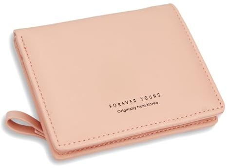HAIWILL Geldbörse Damen Klein Mini Portemonnaie Damen mit RFID Blockierung Portemonnaie Damen mit ReißVerschlusstasche und 7 Kartenfächern (Rosa)