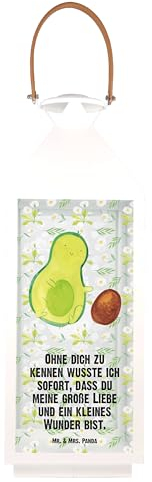 Mr. & Mrs. Panda XL Deko Laterne Avocado Kern rollt - Geschenk, Gartenlampe, Geburt, Babyparty, Gartenleuchte, Gesund, Veggie, große Liebe,