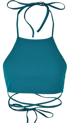 Urban Classics Damen Top Ladies Rib Trapeze Cropped Top watergreen 5XL