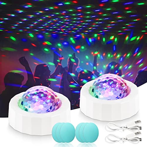 URAQT Mini Discokugel Licht, 3 Farben RGB Mini Discolicht Partylicht USB Wiederaufladbares Sound Aktivierte Discokugel LED Musikgesteuert Bühnenlicht für Alle Partys und Autoinnendekoration