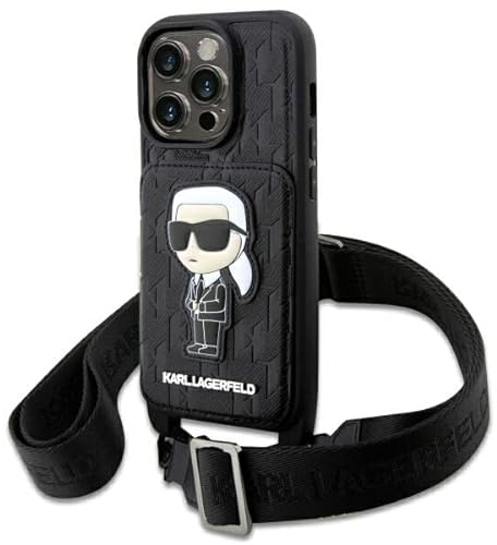 Karl Lagerfeld KLHCP14LCSAKHPKK hülle für iPhone14 Pro 6.1 hardcase Schwarz Crossbody Saffiano Monogram Ikonik