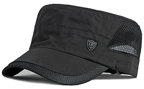 YAMEE Mesh Military Cap Summer Army Hats for Men Quick Qry Short Bill Hat Cadet Cap