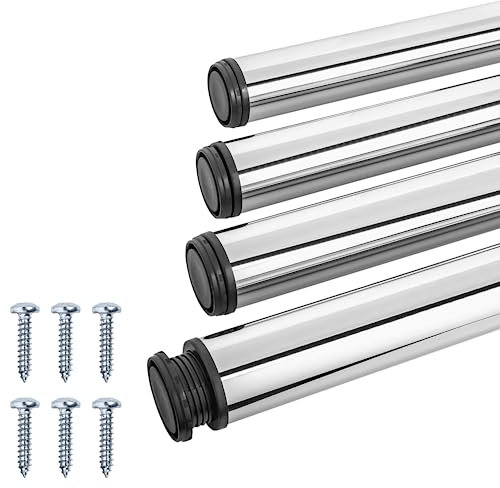 Gedotec Tischbeine Metall Chrom poliert Eco D 60 mm [EXTREM STABIL] 4 Stück Tischfüße I Tischbeine Höhenverstellbar Höhe 710 mm + 30 mm inkl. Befestigungsmaterial I Tischbeine Metall I Table Legs