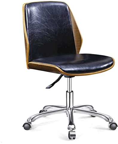 POCHY flexibel Computerstuhl Bürostuhl Verstellbarer Schreibtischstuhl Holz Leder Computerstuhl Home Managerial Stühle Minimalistische Chefsessel gemütlich