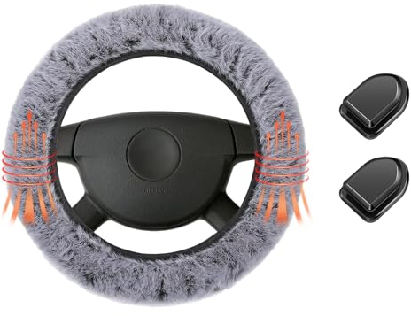 Lenkradbezug Plüsch,Winter Lenkradbezug,Warme Lenkradabdeckung,Universal Lenkradhülle Plüsch,Lenkradschutz Winter,Teleskop Lenkrad Abdeckung,Weich Bequem Steering Lenkradschoner mit Auto Haken