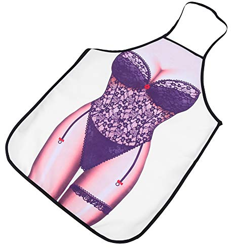 Delantal de Cocina Divertido 3D Delantal Sexy Impermeable para Hombre y Mujer (mujeres de encaje negro)