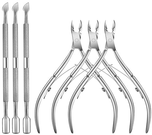 6 Packs Cuticle Trimmer with Pusher, Professional Cuticle Tool