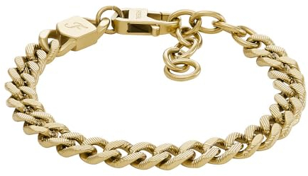 Fossil Herrenarmband Harlow Linear Texture Chain Edelstahl goldfarben, JF04698710