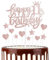 Happy 11th Birthday Cake Toppers, Rose Gold Cake Cupcake Toppers for Cake, Glitter Heart Stars Cake Toppers, Birthday Gift, Personalised Cake Toppers for Women Girls 11th Birthday Cake Decorations