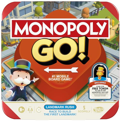 Monopoly GO! Board Game | Inspired by The Popular Mobile Board Game | Ages 8+ | 2-4 Players | 15 Mins. | Family Games | Travel Games for Kids and Adults