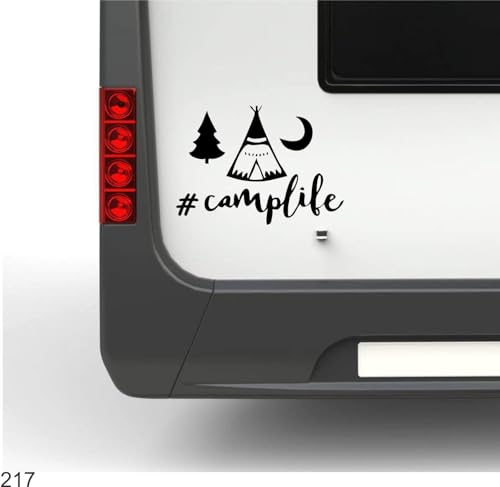 Camplife mit Zelt, Mond & Baum ca 25cm Hochwertiger Wohnmobil Aufkleber Camper Wohnwagen Womo Mobile