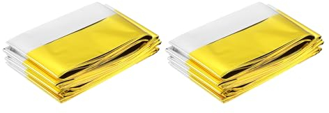 sourcing map 2 Stück Hochreflektierende Folie, 82x63 Zoll Gewächshausabdeckung aus Folienblättern für Erste-Hilfe-Decke, Outdoor-Notfall (Gold, Silber)