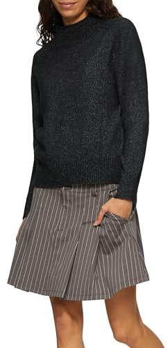 QS Melierter Strickpullover mit Stehkragen