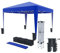 Gazebo Pieghevole 3x3m Idrorepellente con 4 Sacche per Pesi e Borsa Trasporto - Chiusura a Fisarmonica per Fiere, Campeggio, Esterno, Piscina - Struttura in Acciaio - Copertura 160g/m² (Blu)