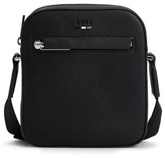 BOSS Hommes Ray NS zip N. Sac reporter en similicuir grainé avec finition logotée