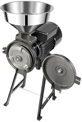 Getreidemühle Elektrisch holz Schrotmühle Kaffeemühle Nussmühle 1500W 220V Hohe Getreide Schleifmaschine mit Trichter für Feed Mill Wet Cereals Corn Grinder (Schwarz)
